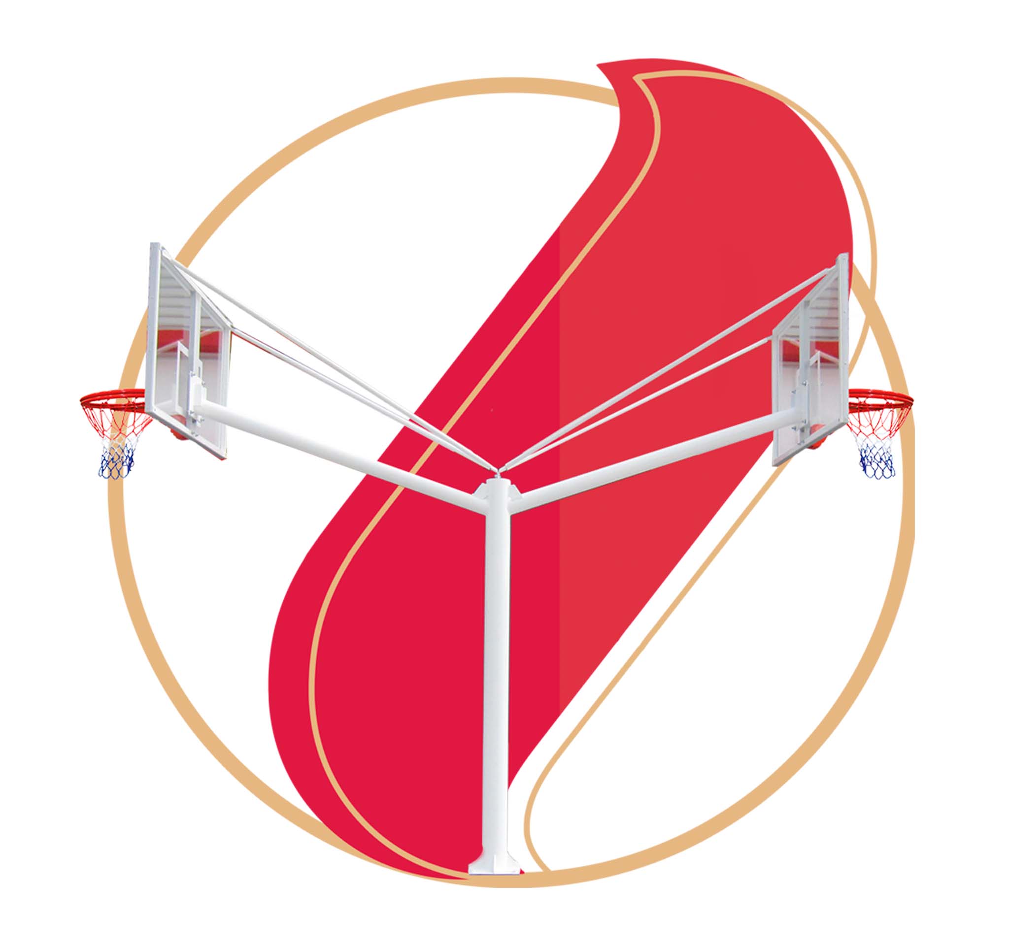 Base fija con doble tablero de basquetbol profesional ZEUS-DUO-0212