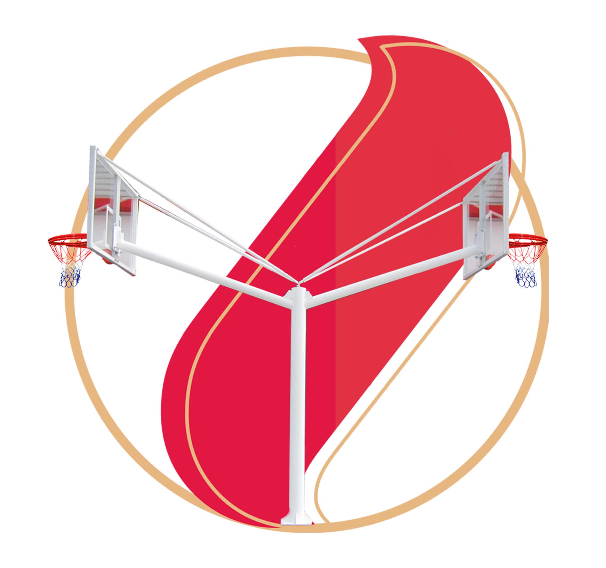 Base fija con doble tablero de basquetbol profesional ZEUS-V-DUO-0212
